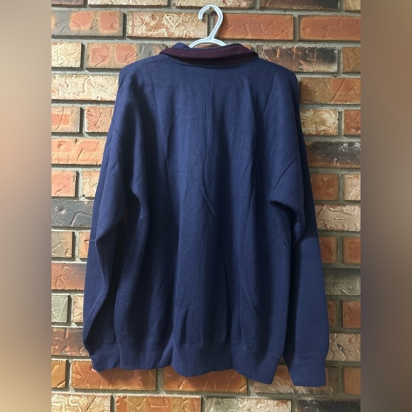 Vintage Oscar de la Renta O.D.L.R. Crest Quarter‑Zip Pullover, Navy, Size L - Picture 4 of 5